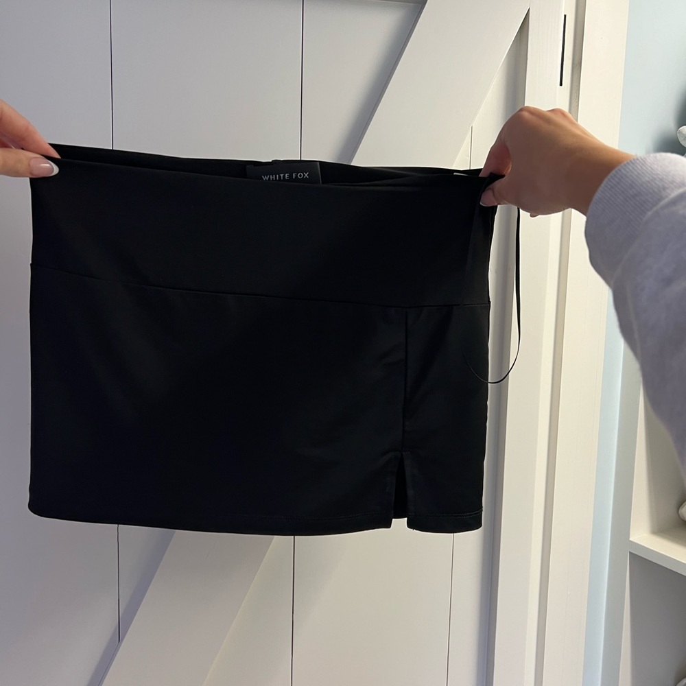 black white fox mini skirt